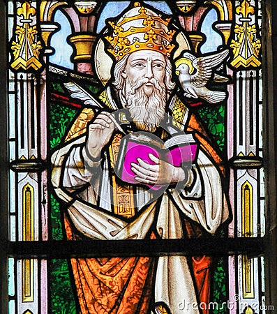 Stained Glass - Saint Gregory the Great Stock Photo