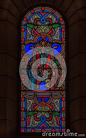 Stained Glass in Saint Nicholas Cathedral Monaco Ville Stock Photo