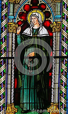 Stained Glass - Saint Rita Editorial Stock Photo