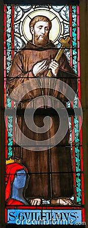 Stained Glass - Saint William of Gellone Stock Photo