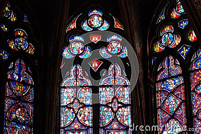 Stained glass in Sainte Chapelle Paris Stock Photo