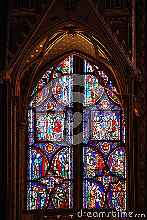 Stained glass in Sainte Chapelle Paris Stock Photo