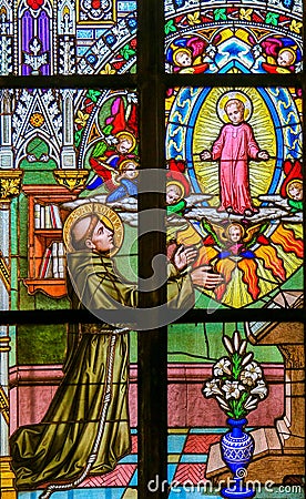 Stained Glass - Saint Anthony of Padua Stock Photo