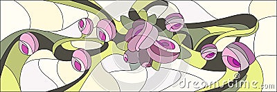 Stained glass style with flowers and leaves of rose. Vector Illustration Vector Illustration