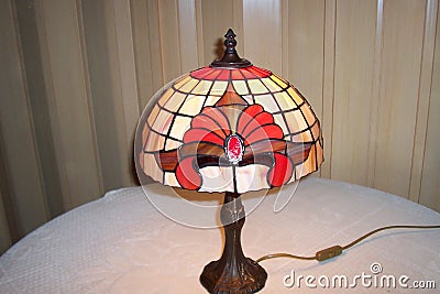 Stained glass, tiffany table lamp. Hand made. Stock Photo