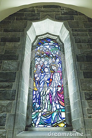 Stained glass from Galway cathedral Editorial Stock Photo