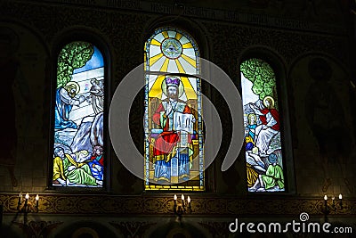 Stained glass from Galway cathedral Editorial Stock Photo