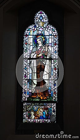 Stained glass windo of St Therese of Lisieux St Patricks church Trim Co Meath Ireland Stock Photo
