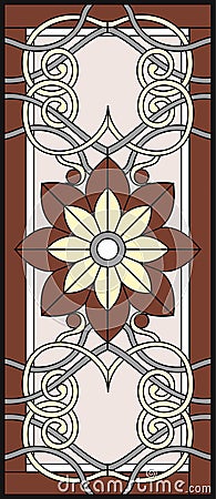 Stained glass window. Abstract flower Vector Illustration