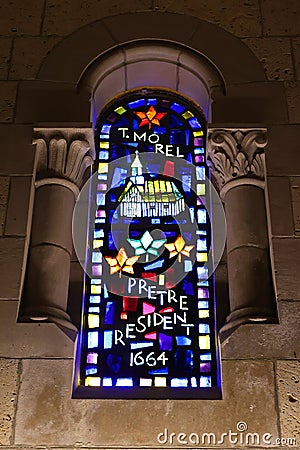 Stained glass window Basilica of Sainte-Anne-de-Beaupre Editorial Stock Photo