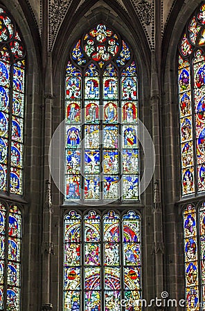 Stained glass window in the Berne Stock Photo