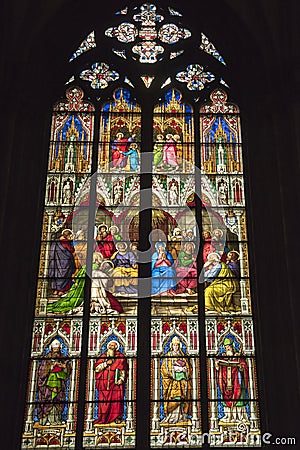 Stained Glass Window Cathedral of Cologne Stock Photo