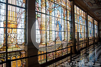 Stained glass window in Chapultepec castle, Mexico Stock Photo