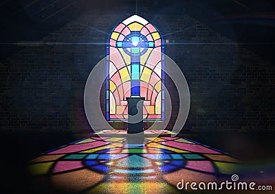 Stained Glass Window Church Stock Photo