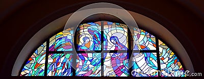 Stained glass window of Church of St. Euphemia of Rovinj Editorial Stock Photo