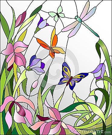 Stained glass window Vector Illustration