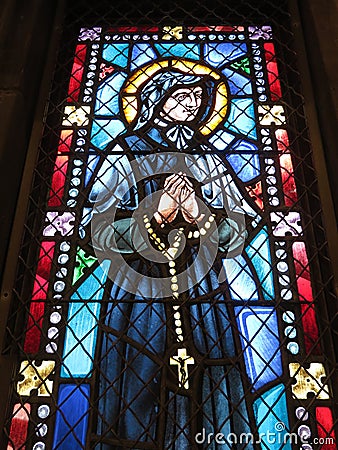 Stained Glass Window Friar Stock Photo