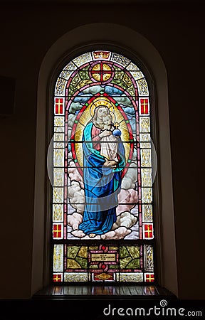 Stained Glass Window Inside Church Editorial Stock Photo