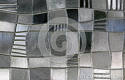 Stained glass window with irregular block pattern Stock Photo