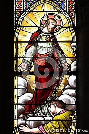 Stained glass window with jesus Editorial Stock Photo