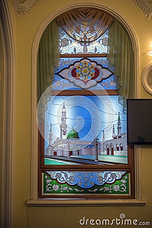 Stained glass window in the mosque Editorial Stock Photo