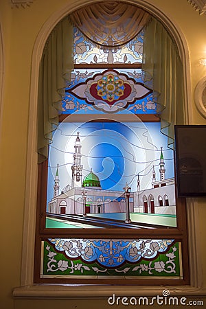 Stained glass window in the mosque Stock Photo