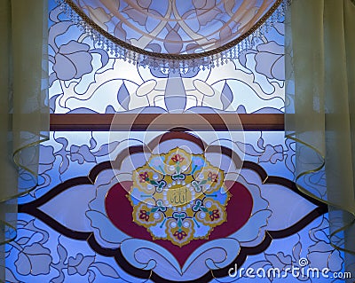 Stained glass window in the mosque Stock Photo