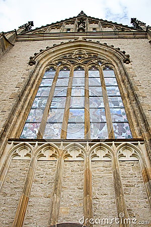 Stained glass window of an old european church Stock Photo