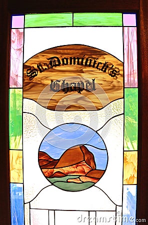 Stained glass window St Dominicks Chapel Editorial Stock Photo