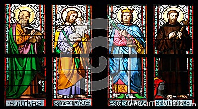 Stained glass window,St.Vitus Stock Photo