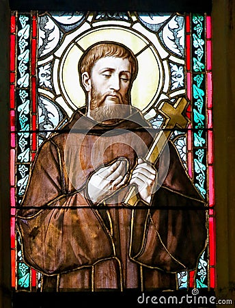 Stained Glass - Saint William of Gellone Stock Photo