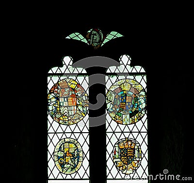 Stained Glass Windows With Coats Of Arms Stock Photo