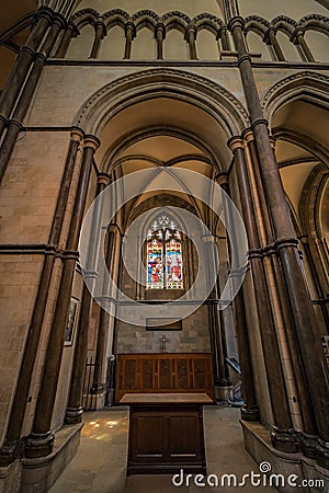 Impressive interior of Rochester Cathedral Editorial Stock Photo