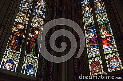 Stained-glass windows in Saint Pierre cathedral Editorial Stock Photo