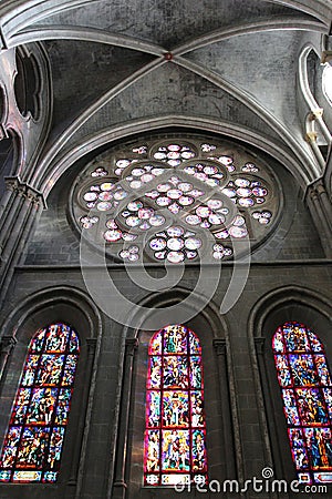Stained Glasses in The Cathedral Editorial Stock Photo