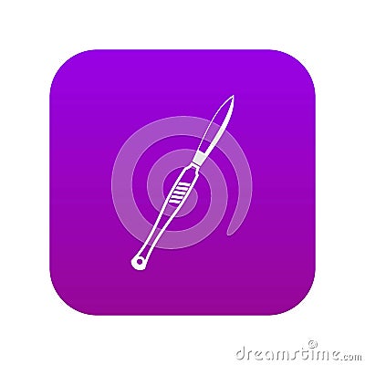 Stainless medical scalpel icon digital purple Vector Illustration