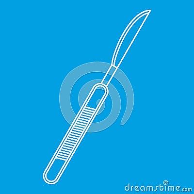 Stainless medical scalpel icon, outline style Vector Illustration