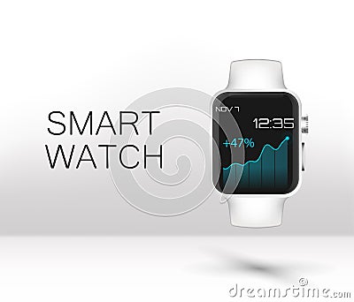 Stainless silver smart watch Vector Illustration