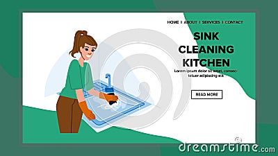 stainless sink cleaning kitchen vector Vector Illustration