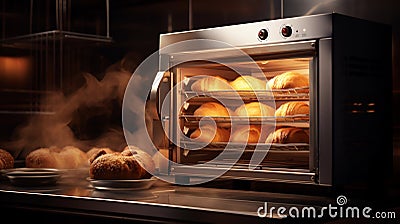 Stainless Steel Convection Oven for Bakery. Generative ai Cartoon Illustration