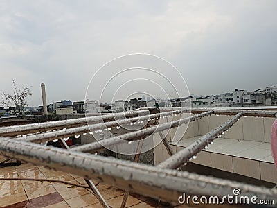 Stainless steel for drying cloth on the roof Stock Photo