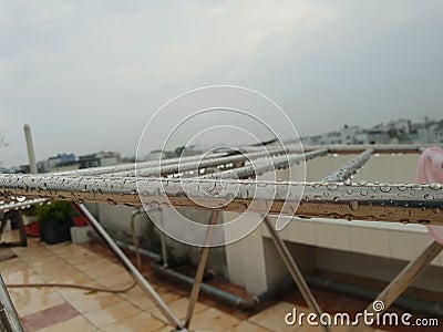 Stainless steel for drying cloth on the roof Stock Photo