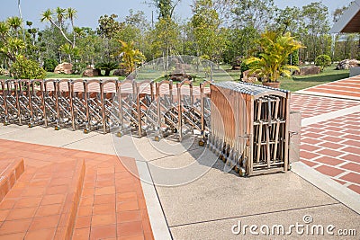 Stainless steel extendable fence Stock Photo