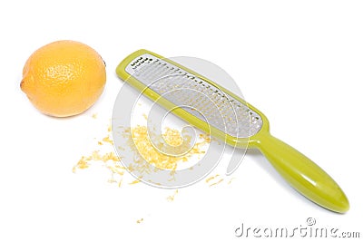 Stainless steel grate zester with lemon Stock Photo