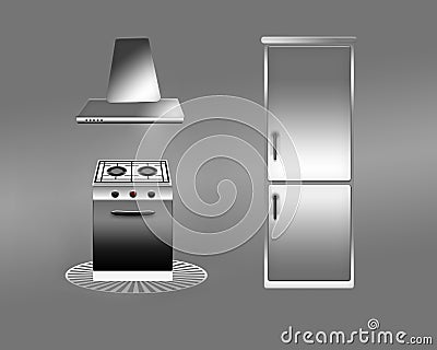 Stainless steel kitchen appliances Stock Photo