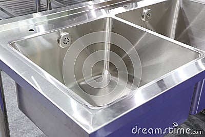 Stainless steel kitchen sink Stock Photo