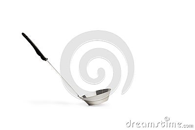 A stainless steel ladle on a white background Stock Photo