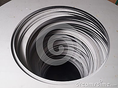 Stainless steel laser cutout circle futuristic shape cutouts Stock Photo