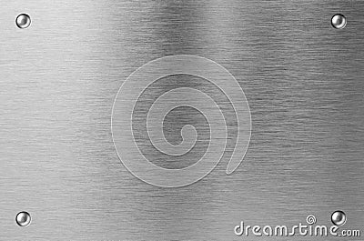 Stainless steel metal plate with rivets Stock Photo