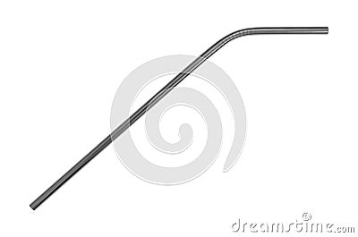 Stainless steel metal straw on a white background Stock Photo